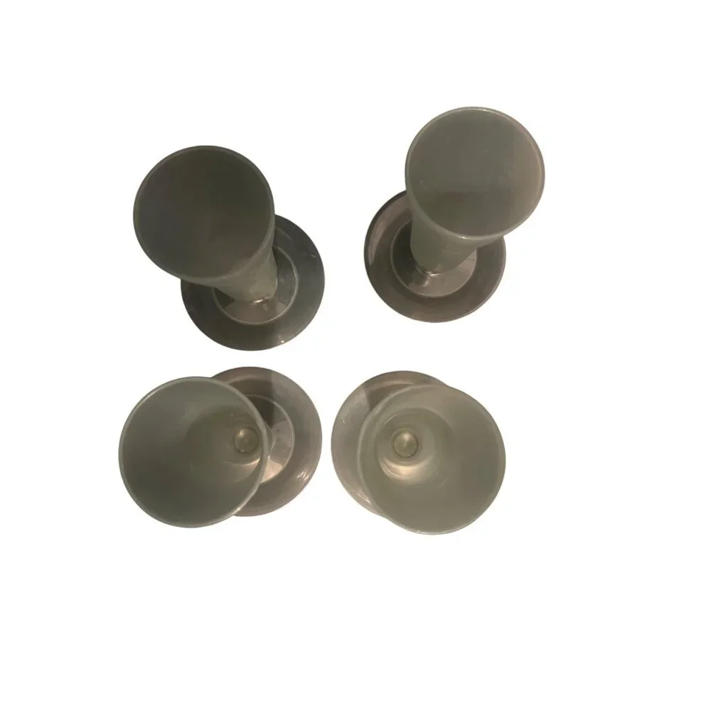Vintage Set of 4 Tupperware Gray Parfait Dessert Cups Lids 754 Easy Stack Estate